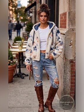 Offline by Aerie Cropped Sherpa Tie Dye Jacket NWT Size Large large